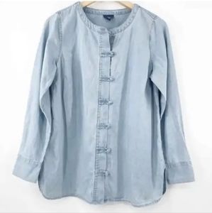 J Jill Chambray Button Asian Shirt NWT Size M